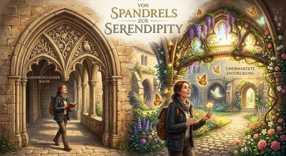 Illustration zu Spandrels, einer architektonischen Gestaltung und Serendipity, dem Glückhaften Finden