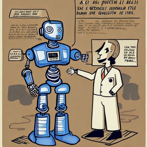 Leonardo.ai Ki in form of a Robot giving answers to a Person